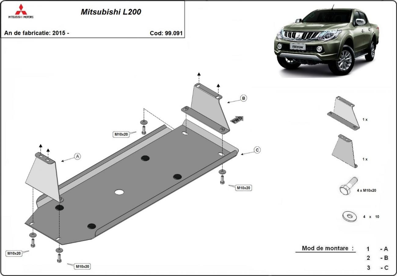 Fuel tank skid plate Mitsubishi L 200 - 2