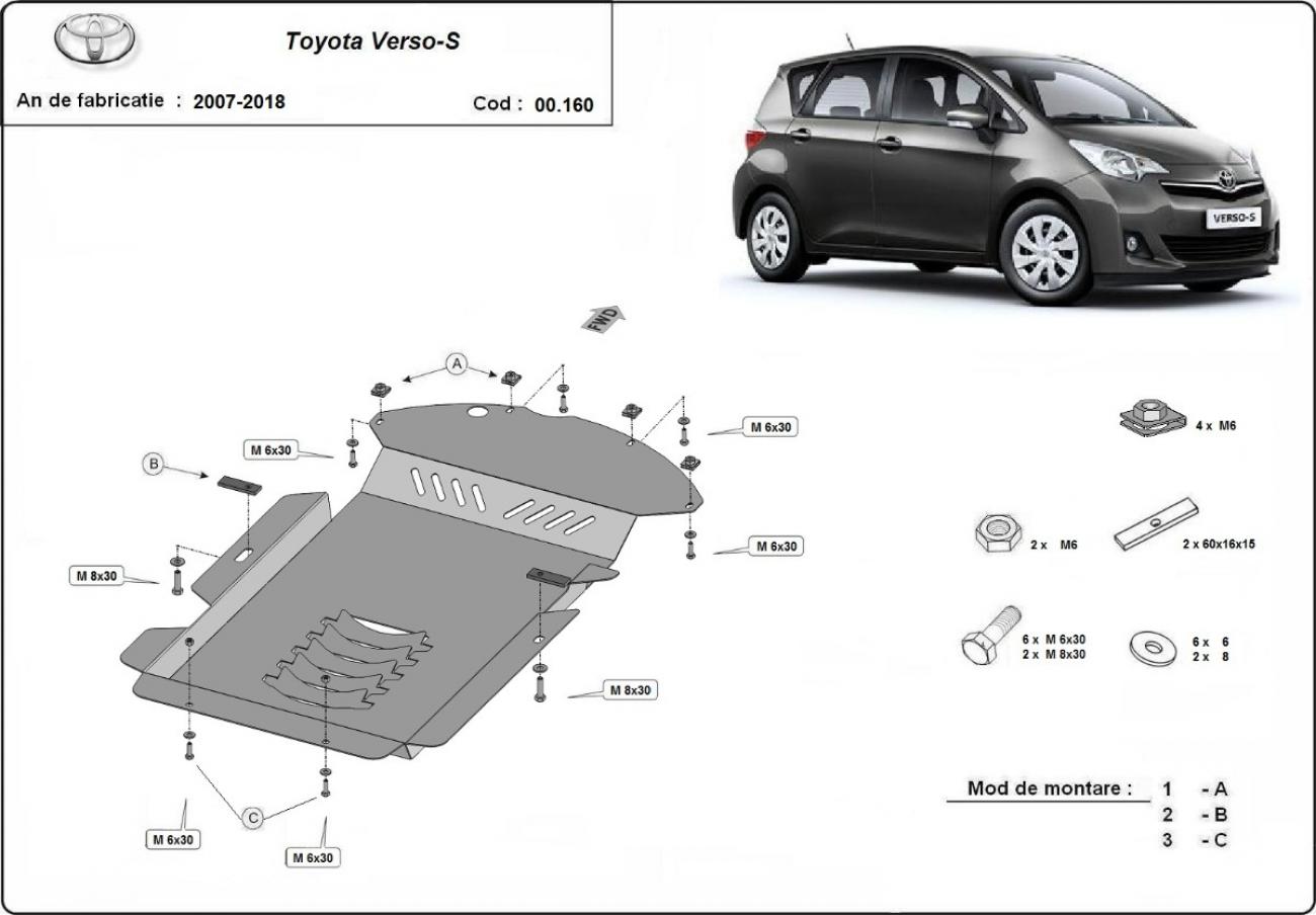 Catalytic converter anti-theft skid plate for Toyota Verso-S - 1