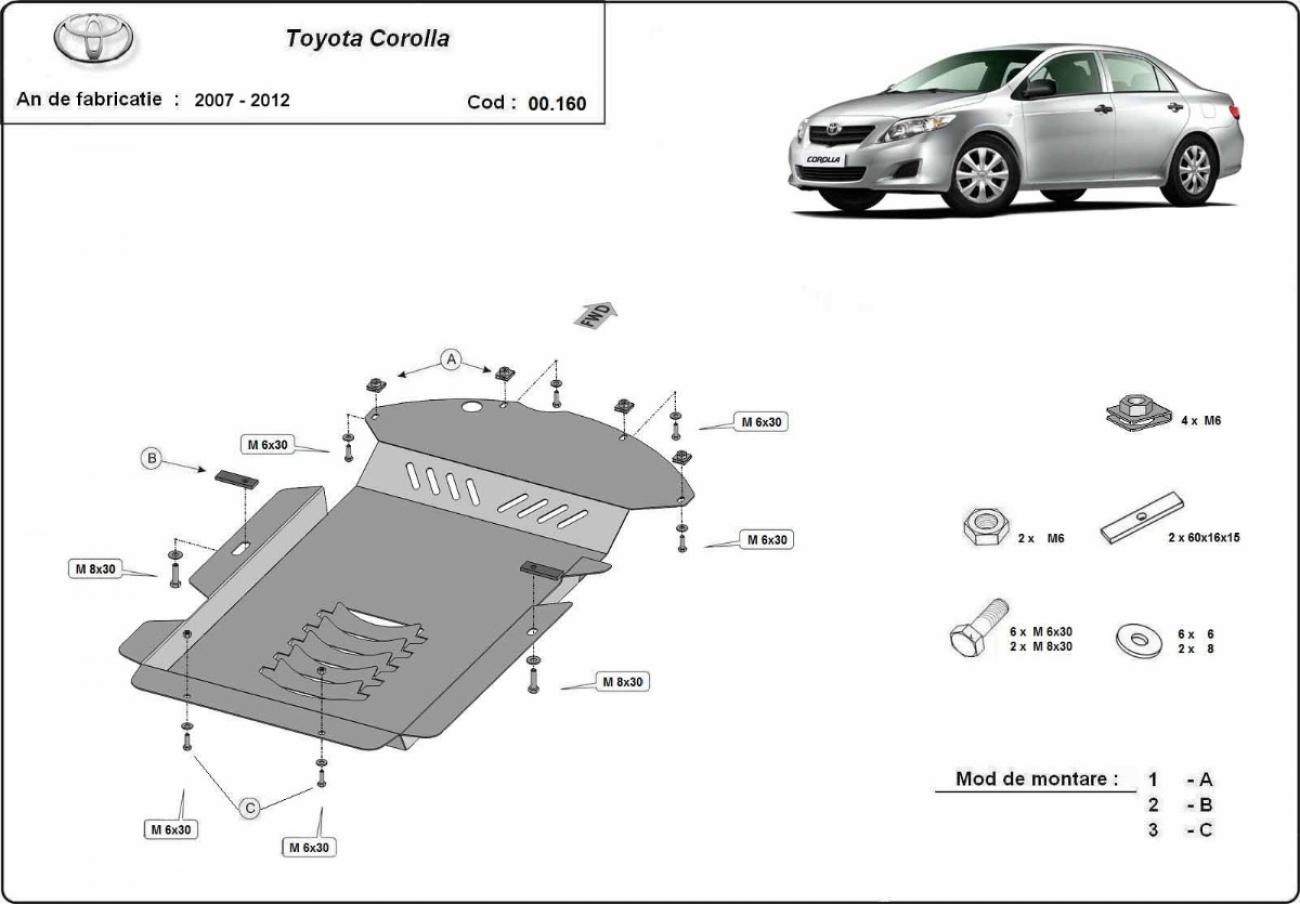 Catalytic converter anti-theft skid plate for Toyota Corolla - 2