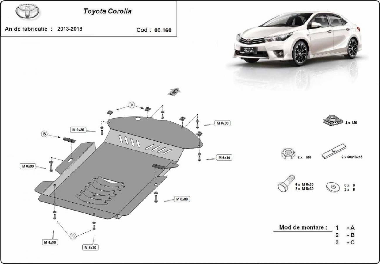 Catalytic converter anti-theft skid plate for Toyota Corolla - 2