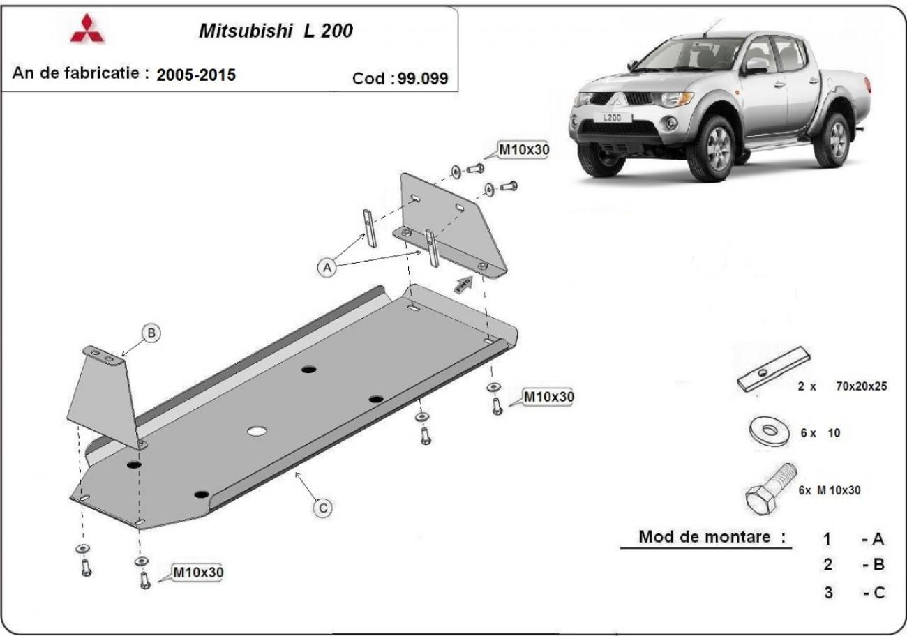Fuel tank skid plate Mitsubishi L 200 - 2