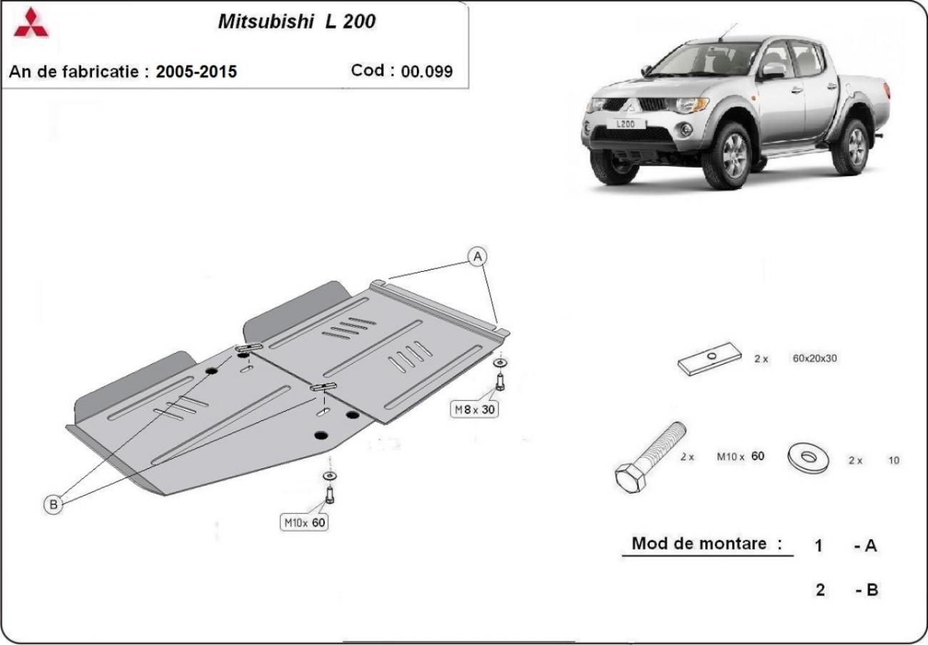 Gearbox and differential skid plate for Mitsubishi L 200 - 2