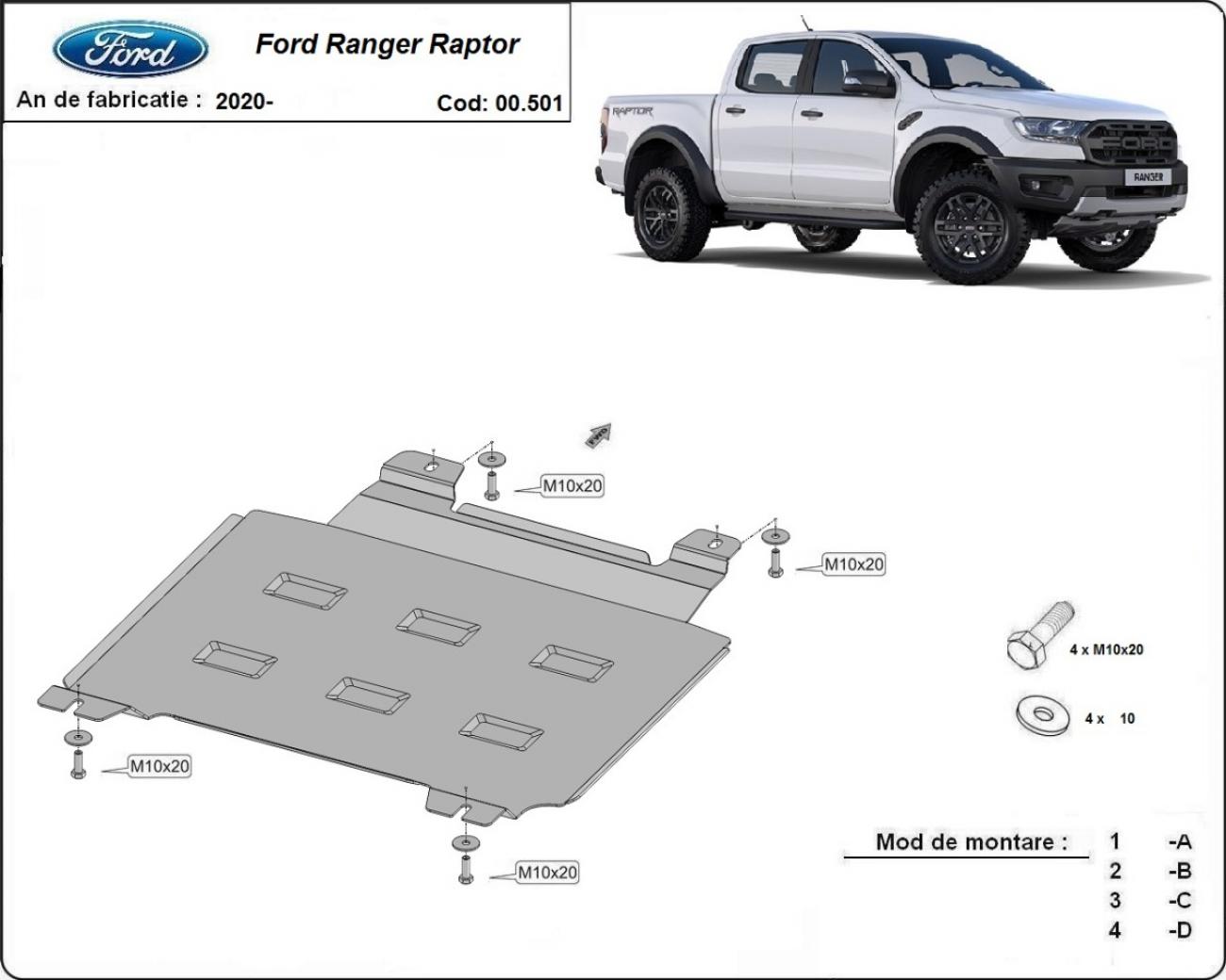 Gearbox skid plate for Ford Ranger Raptor - 2