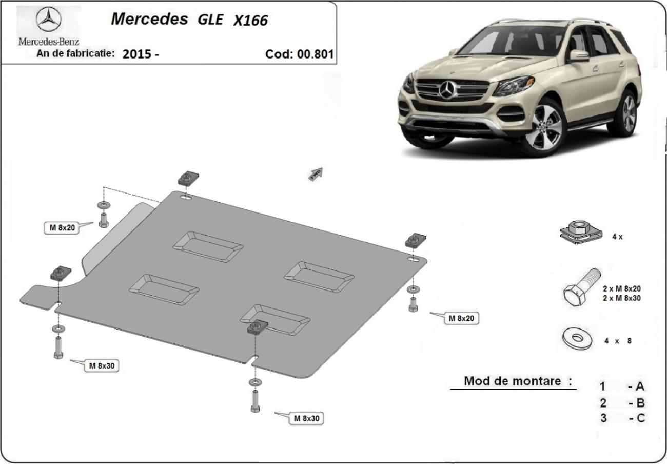 Gearbox skid plate for Mercedes GLE X166 - 2