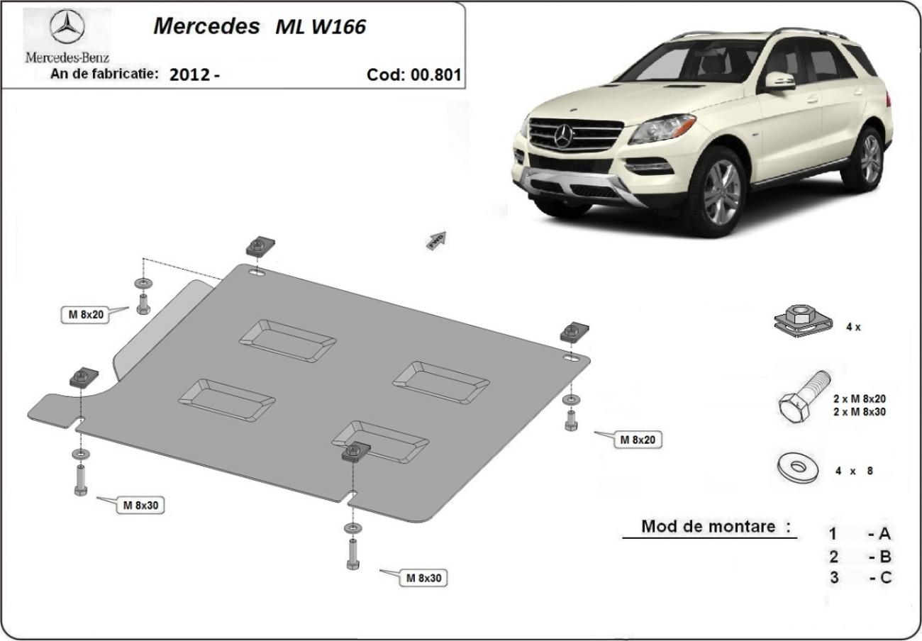Gearbox skid plate for Mercedes ML W166 - 2