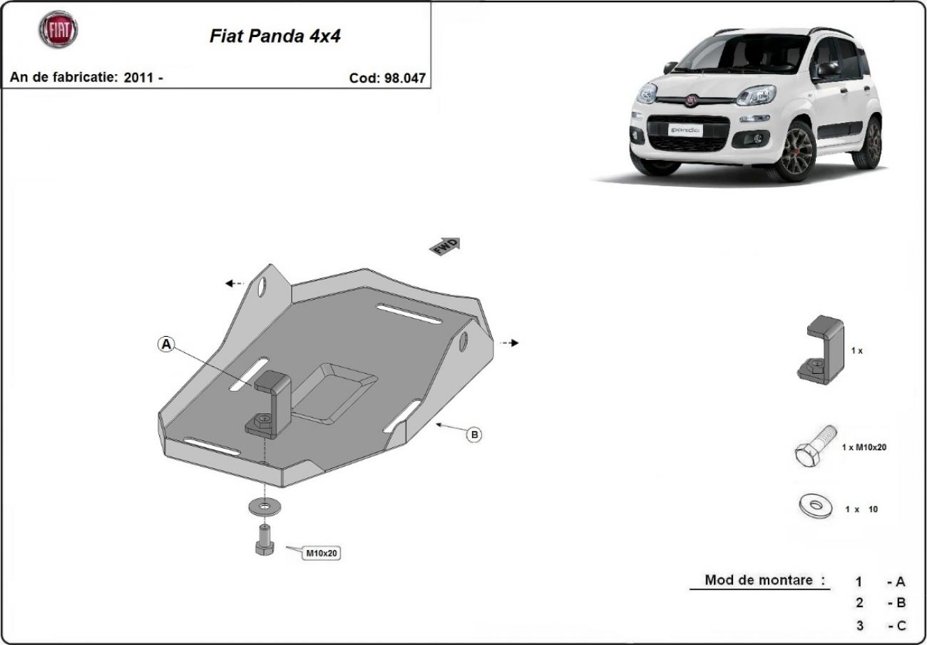Rear differential skid plate Fiat Panda 4x4 - 2