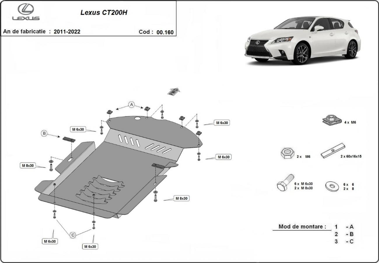 Catalytic converter anti-theft skid plate for Lexus CT200H - 2
