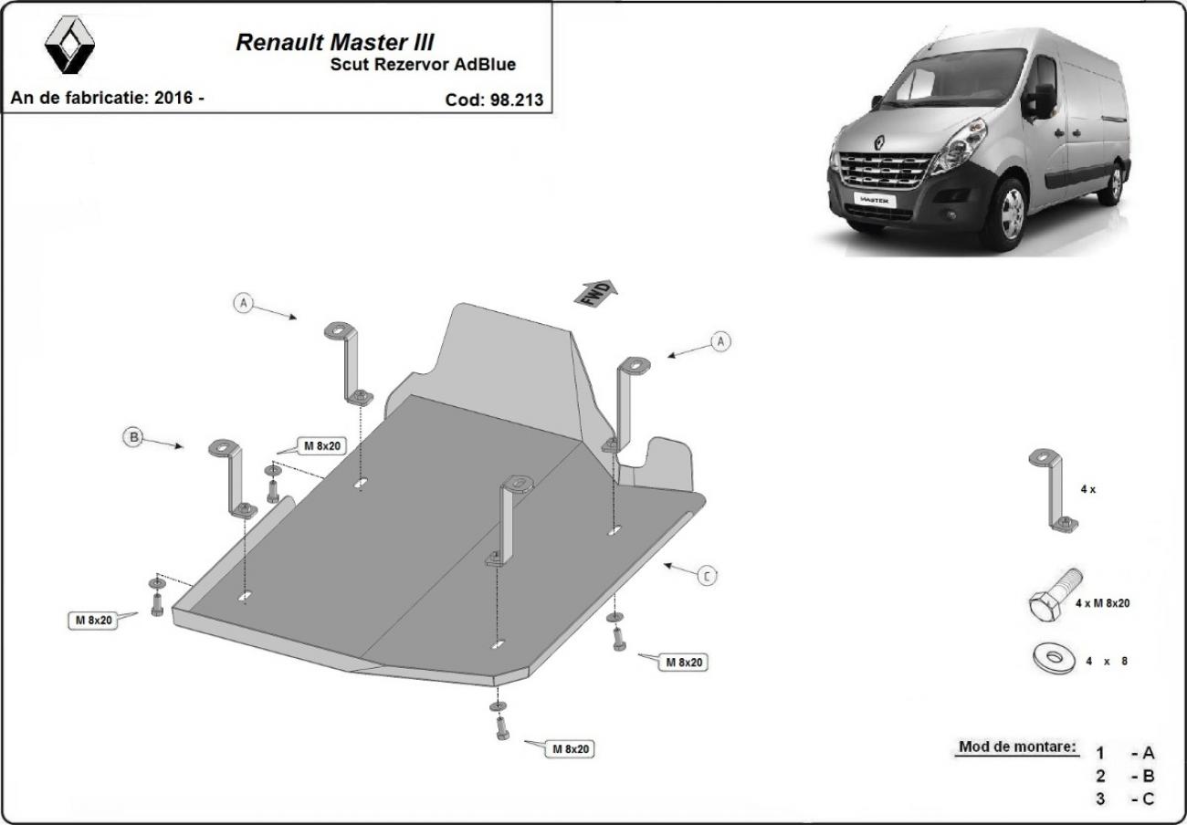 AdBlue tank skid plate Renault Master 3 - Model 1 - 2