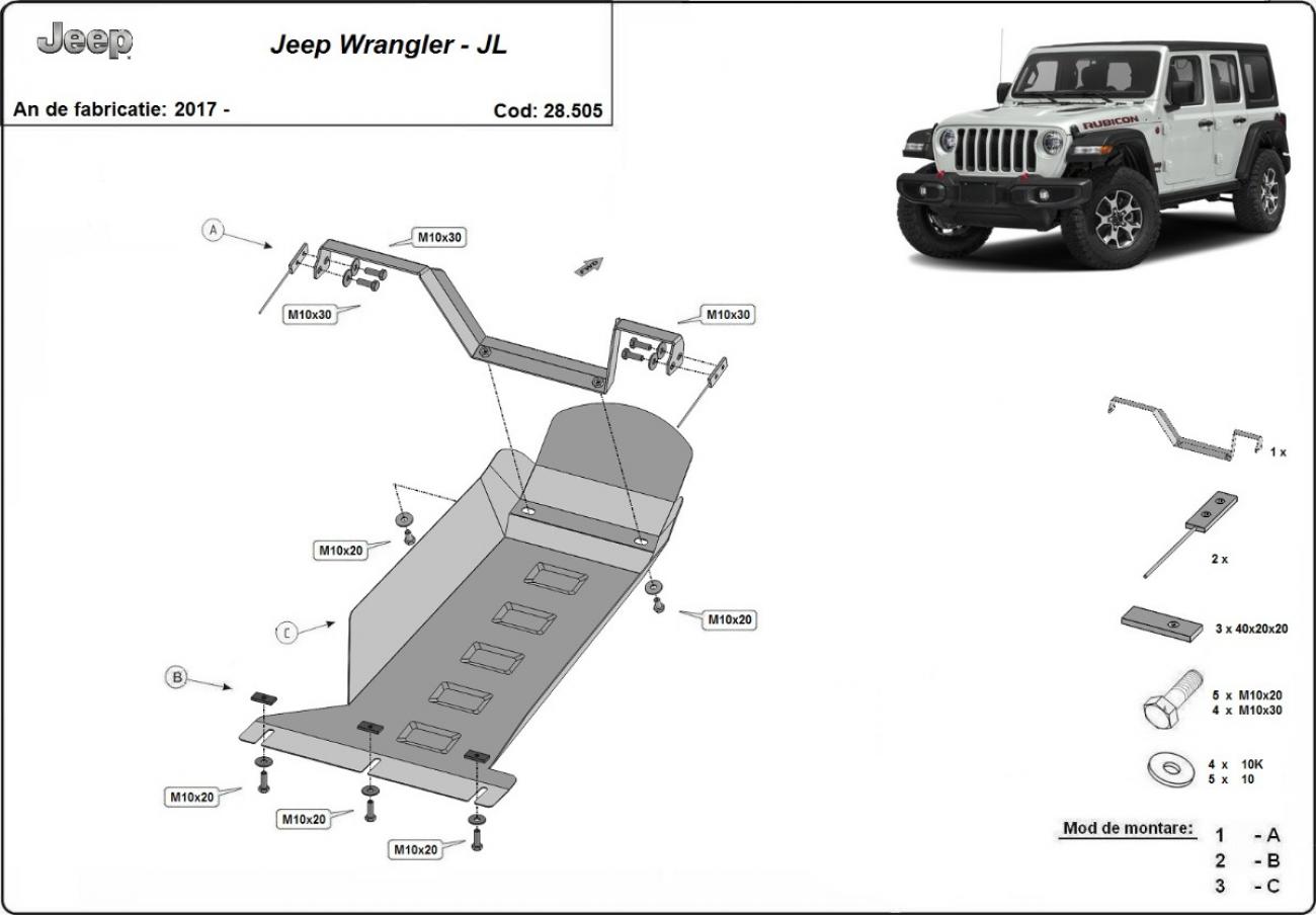 Engine skid plate Jeep Wrangler - JL - 2