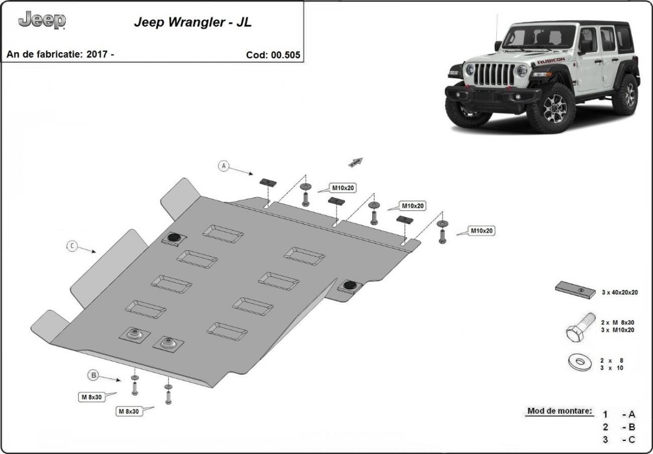 Gearbox skid plate for Jeep Wrangler - JL - 2