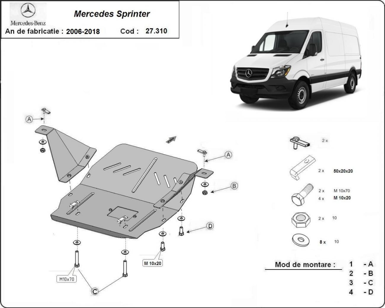 Engine and gearbox skid plate Mercedes Sprinter - 2