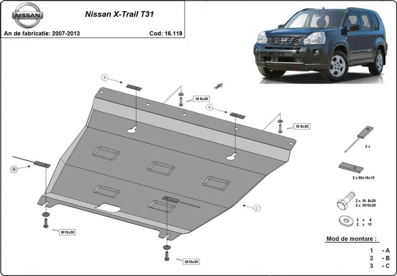Engine skid plate Nissan X-Trail T31 - model 2 - 2