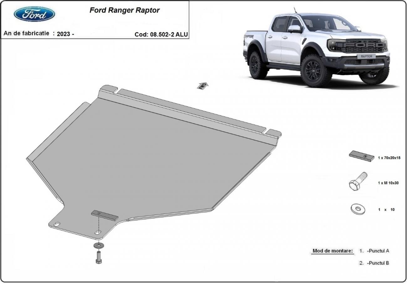 Gearbox skid plate Ford Ranger Raptor - Aluminium - 2