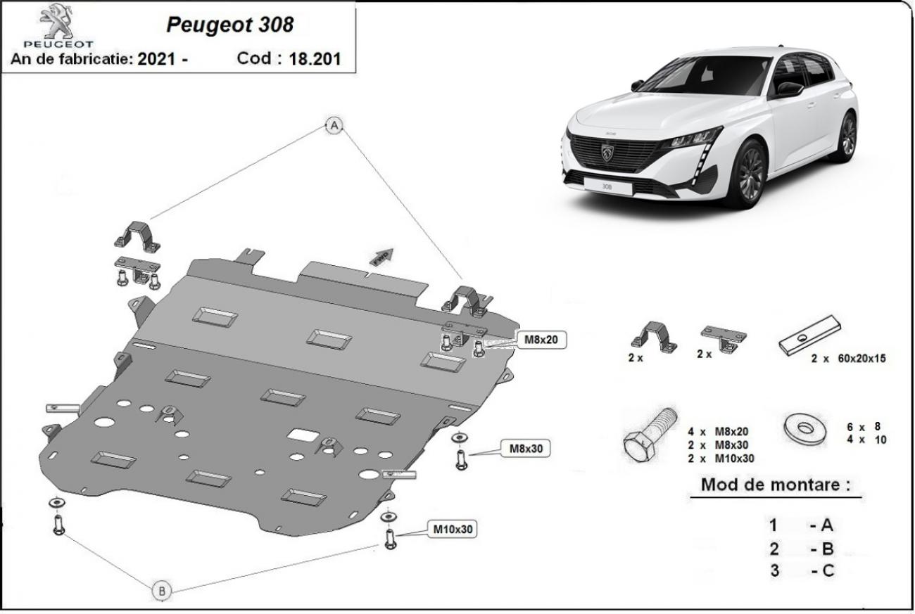 Engine skid plate Peugeot 308 - 2