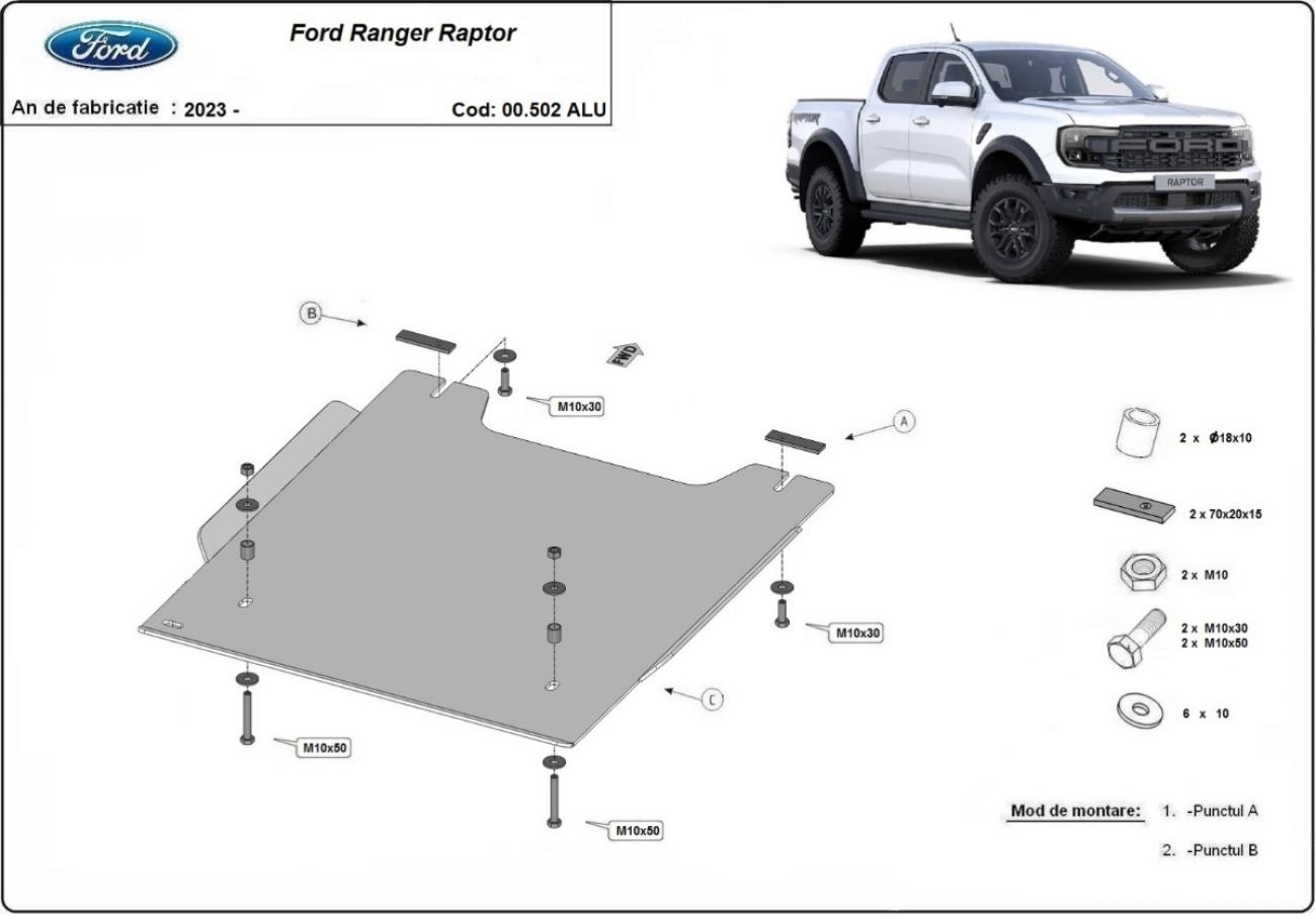 Differential skid plate Ford Ranger Raptor - Aluminium - 2