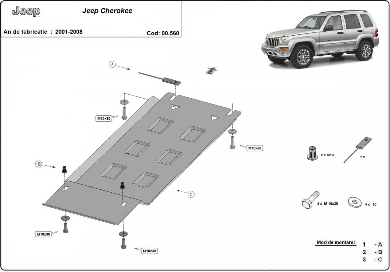 Gearbox skid plate for Jeep Cherokee - KJ - 2