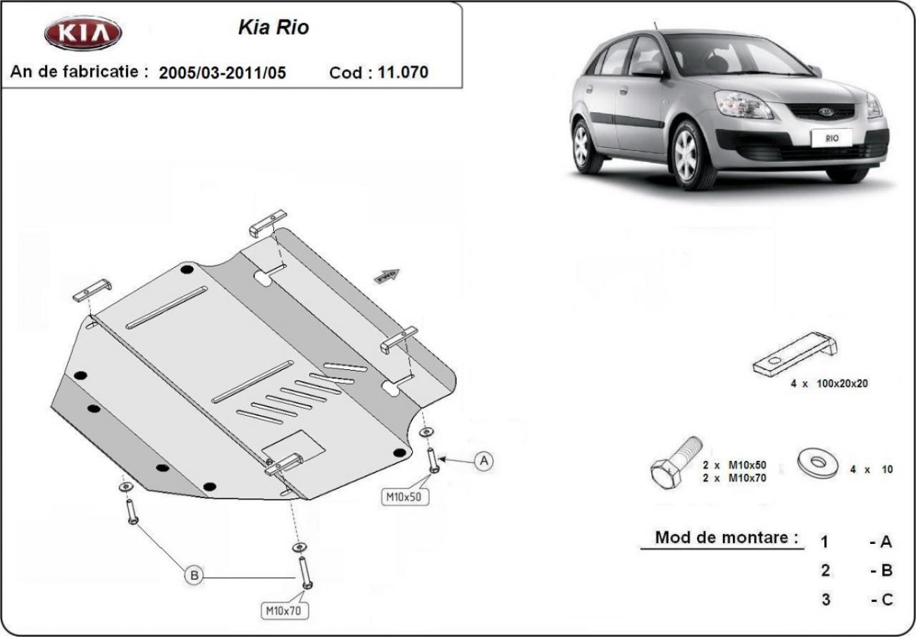 Engine skid plate Kia Rio 2 - 2