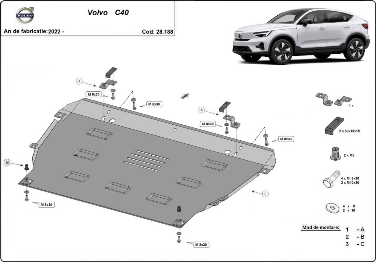 Engine skid plate Volvo C40 - 2