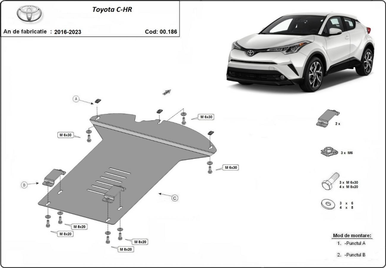 Catalytic converter anti-theft skid plate for Toyota C-HR - 2