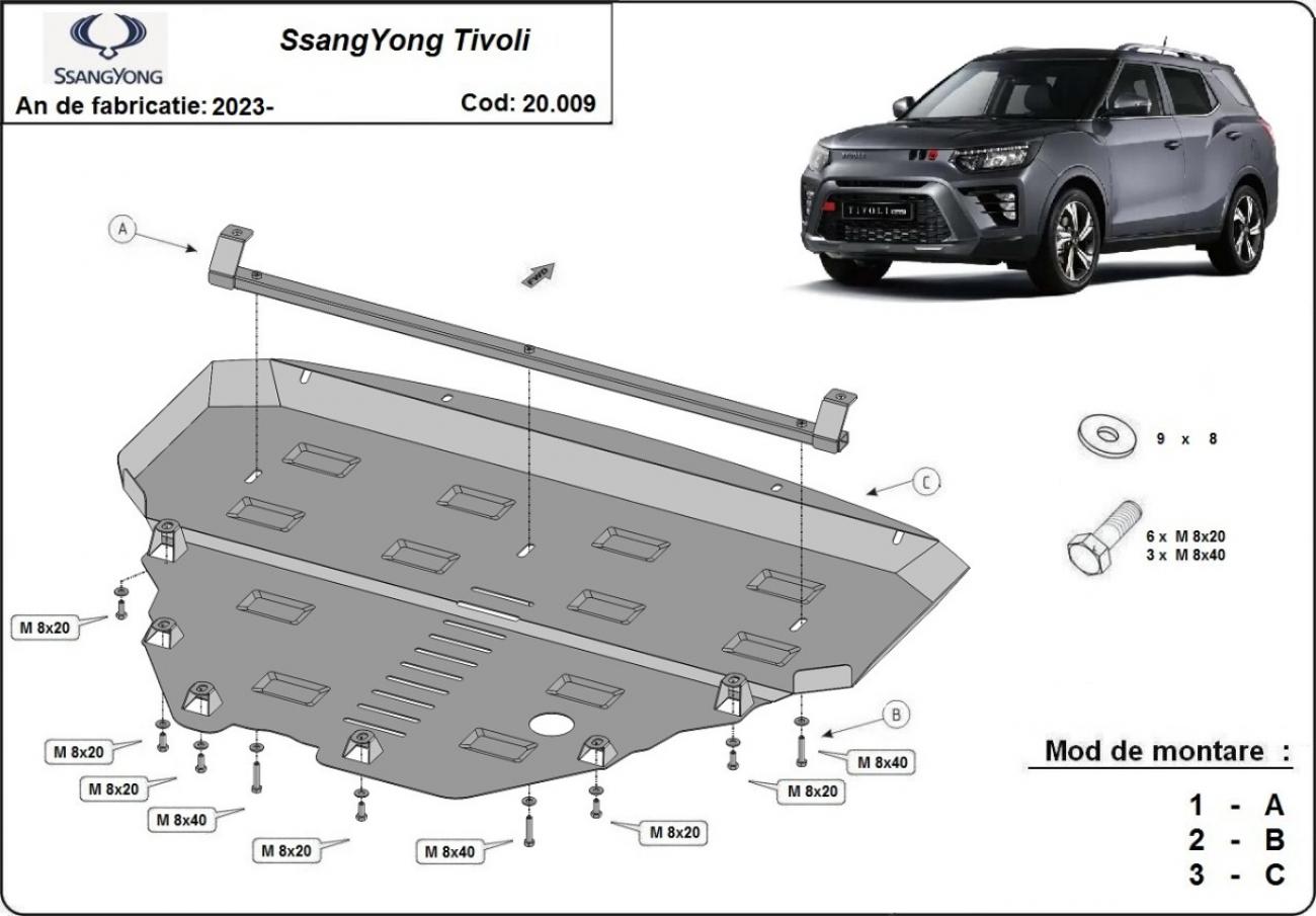 Engine skid plate metalic SsangYong Tivoli - 2