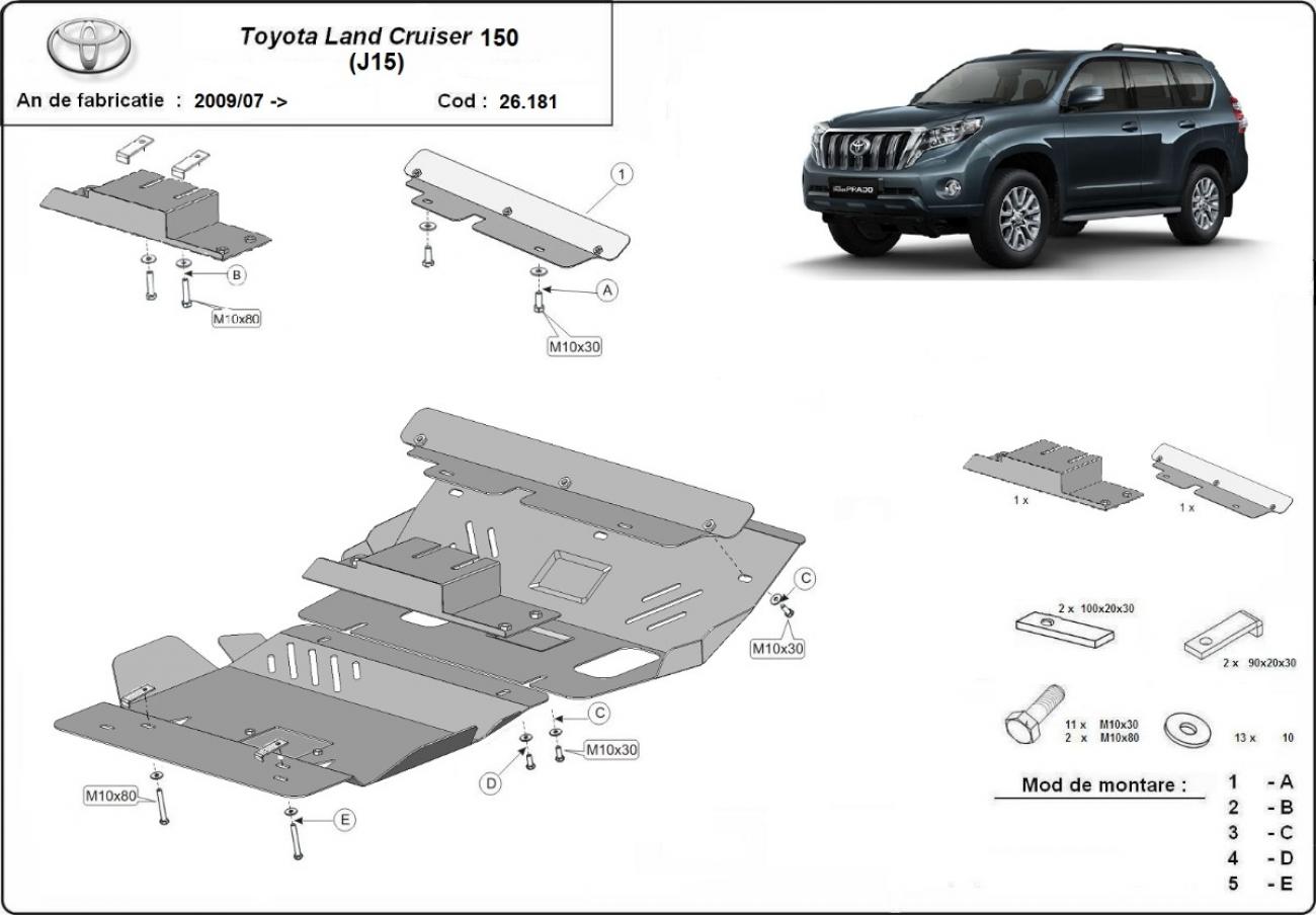 Aluminum engine skid plate Toyota Land Cruiser 150 - 2