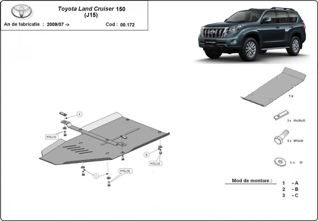 Aluminum gearbox skid plate for Toyota Land Cruiser 150 - 2