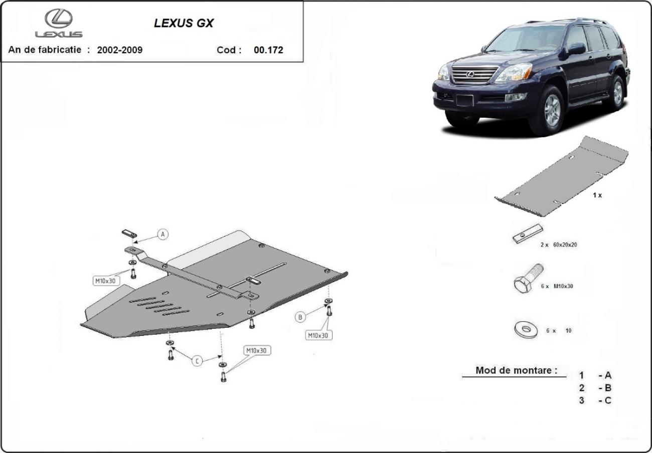 Aluminum gearbox skid plate for Lexus GX - 2
