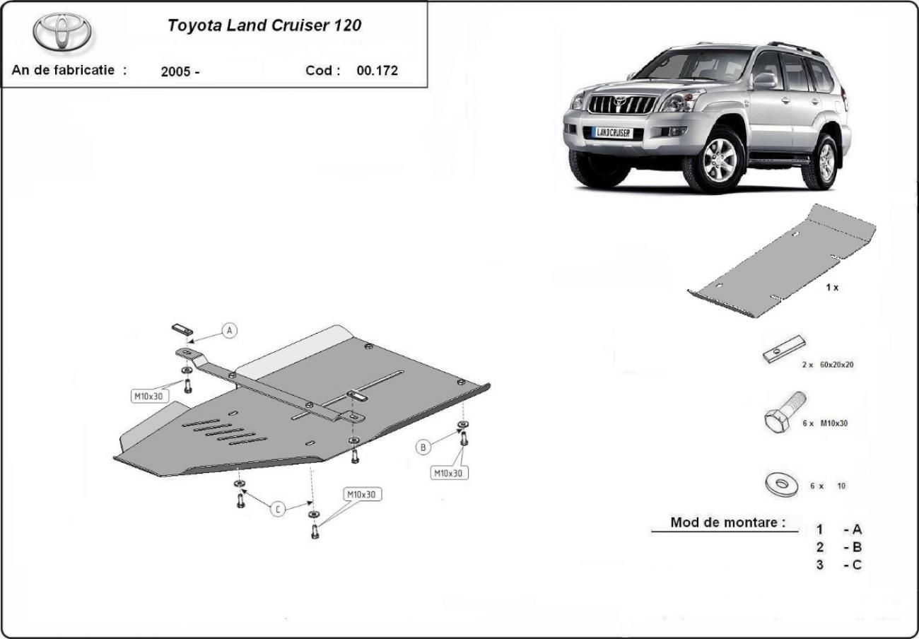 Aluminum gearbox skid plate for Toyota Land Cruiser J120 - 2