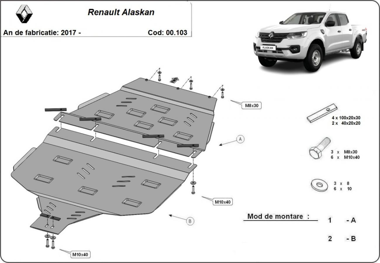 Gearbox skid plate for Renault Alaskan - 2