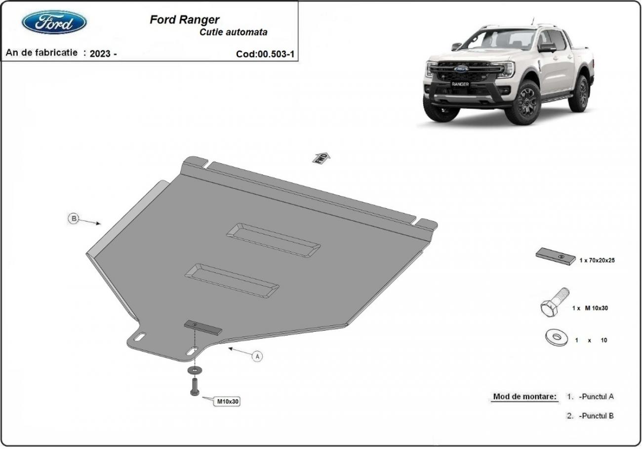 Gearbox skid plate for automatic Ford Ranger - 2
