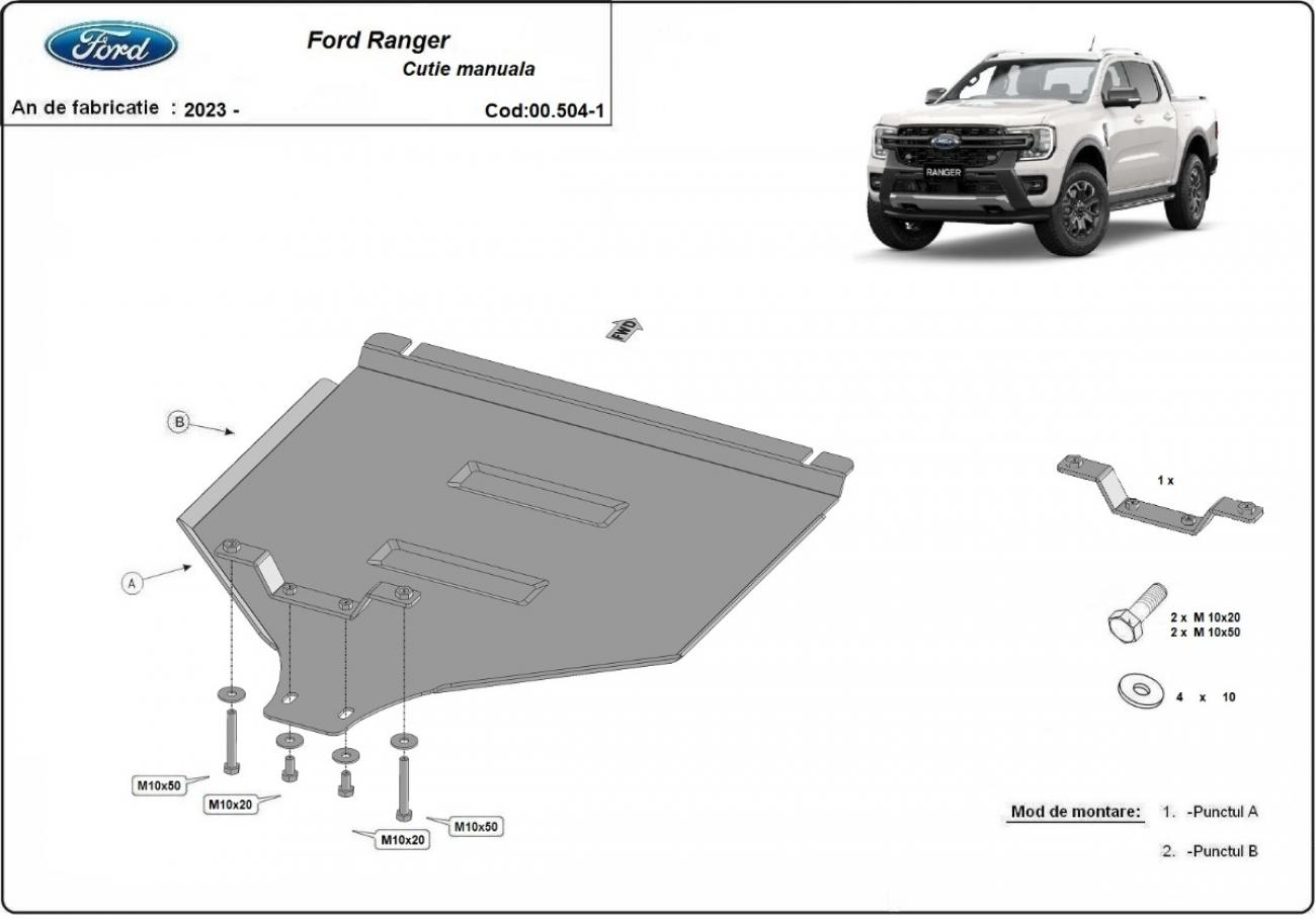 Gearbox skid plate for manual Ford Ranger - 2
