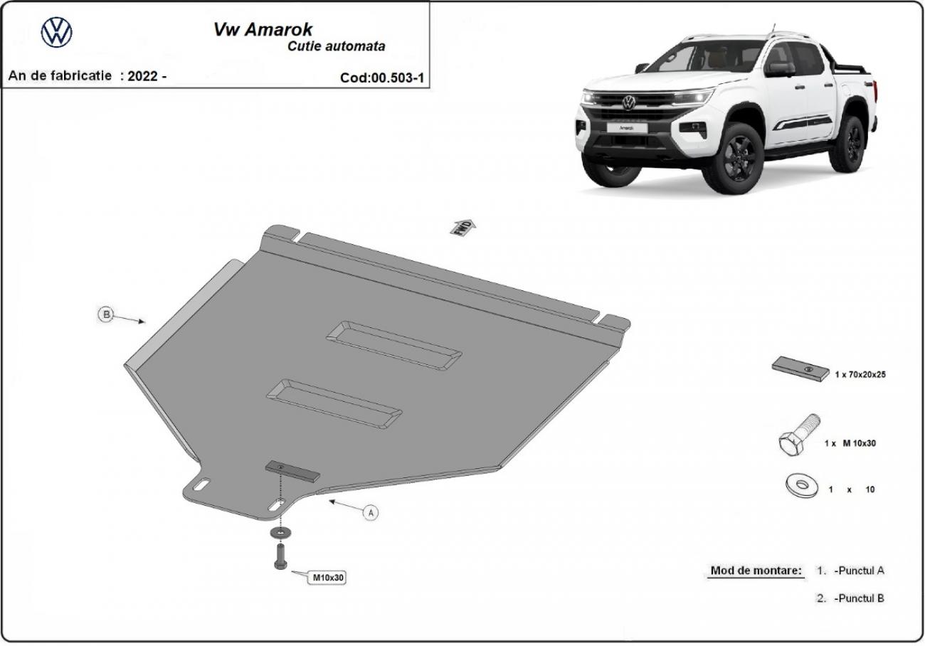 Gearbox skid plate for automatic Volkswagen Amarok