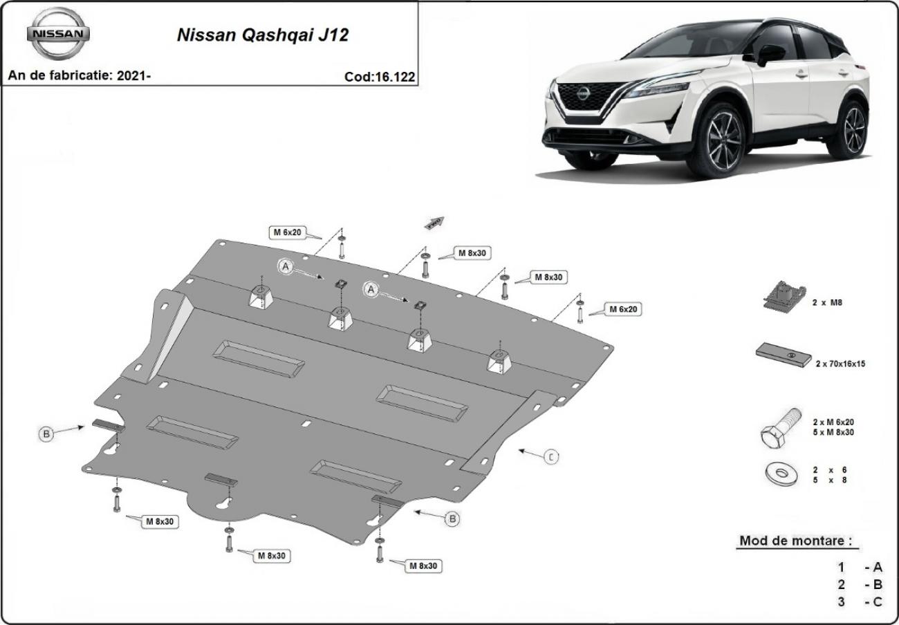 Engine skid plate Metalic Nissan Qashqai J12 - 2