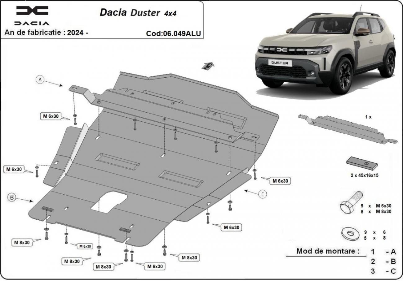 Aluminum engine skid plate Dacia Duster - 4x4 - 2