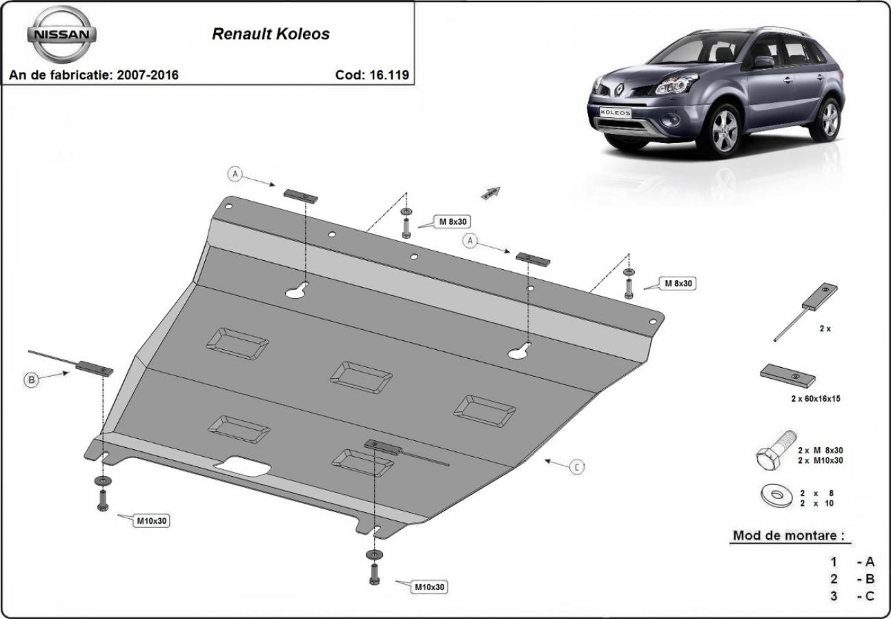 Engine skid plate Renault Koleos - model 2 - 2