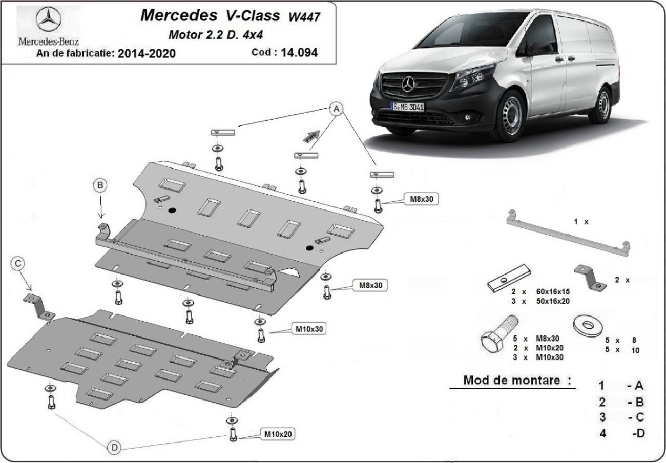 Engine skid plate Mercedes V-Class W447 - 2.2 D, 4x4 - 2