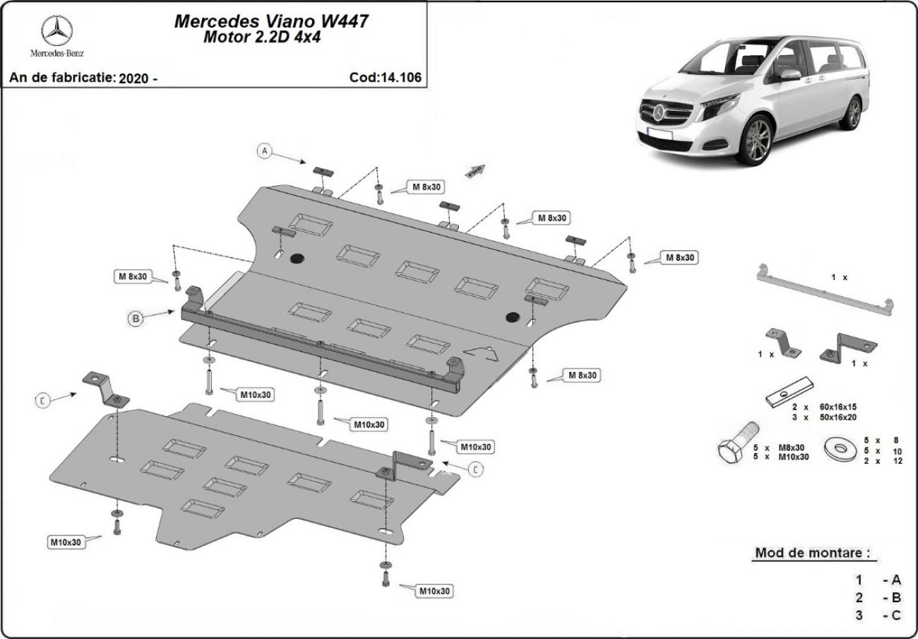 Engine skid plate Mercedes Viano W447 - 2.2 D, 4x4 - 2