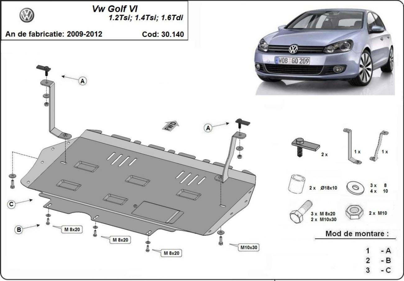 Engine skid plate VW Golf 6 - 2