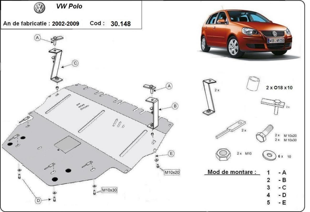 Engine skid plate VW Polo - diesel - 2