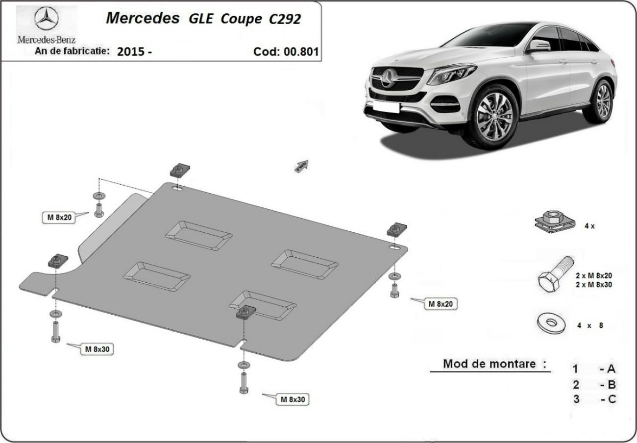 Gearbox skid plate for Mercedes GLE Coupe C292 - 2