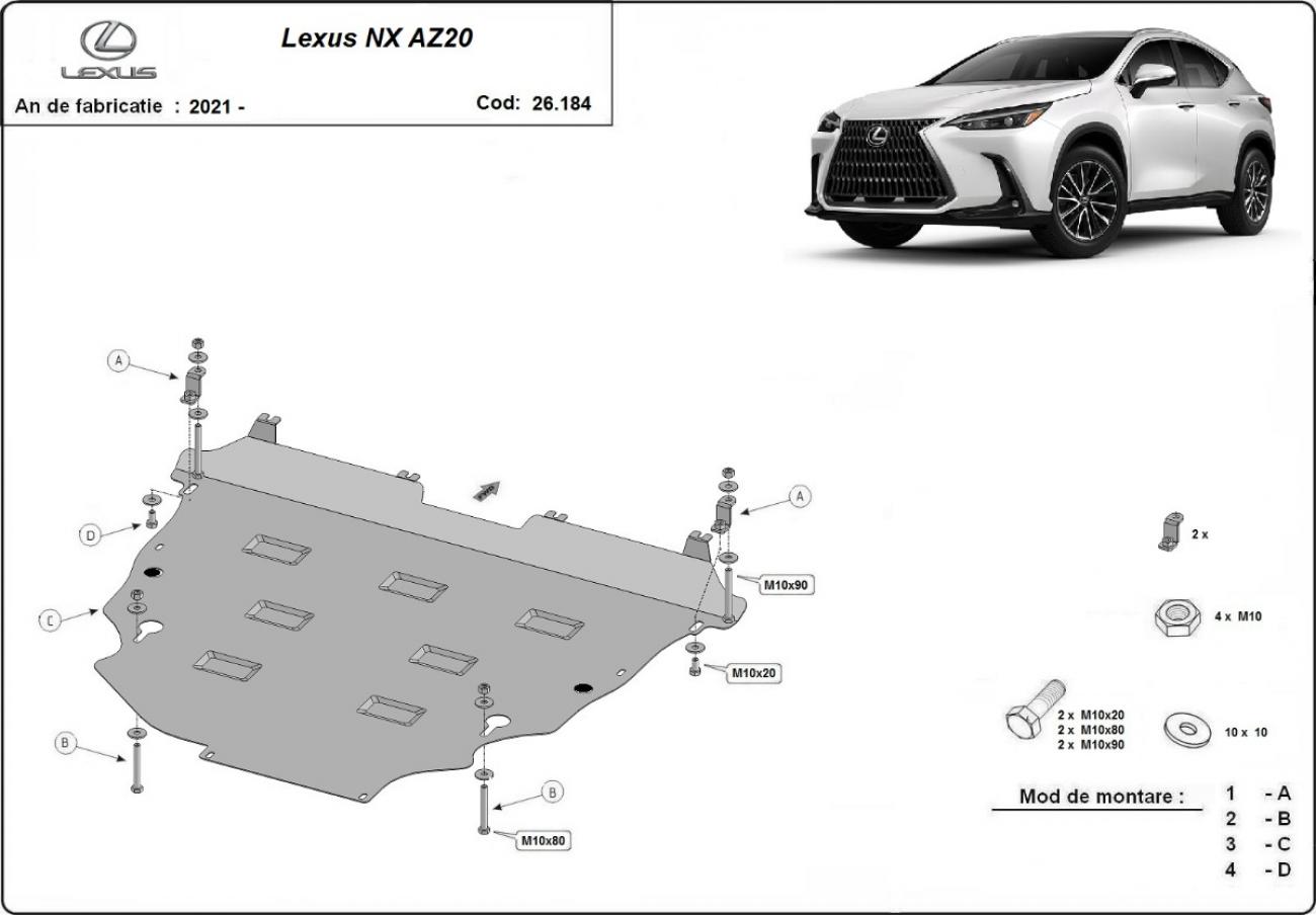 Aluminum engine skid plate Lexus NXAZ20 - 2
