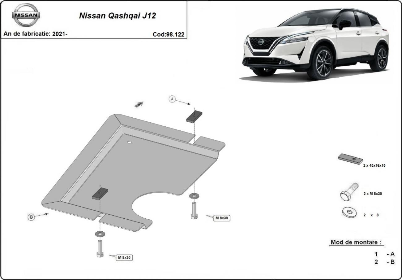 Rear differential skid plate Nissan Qashqai J12 - 2