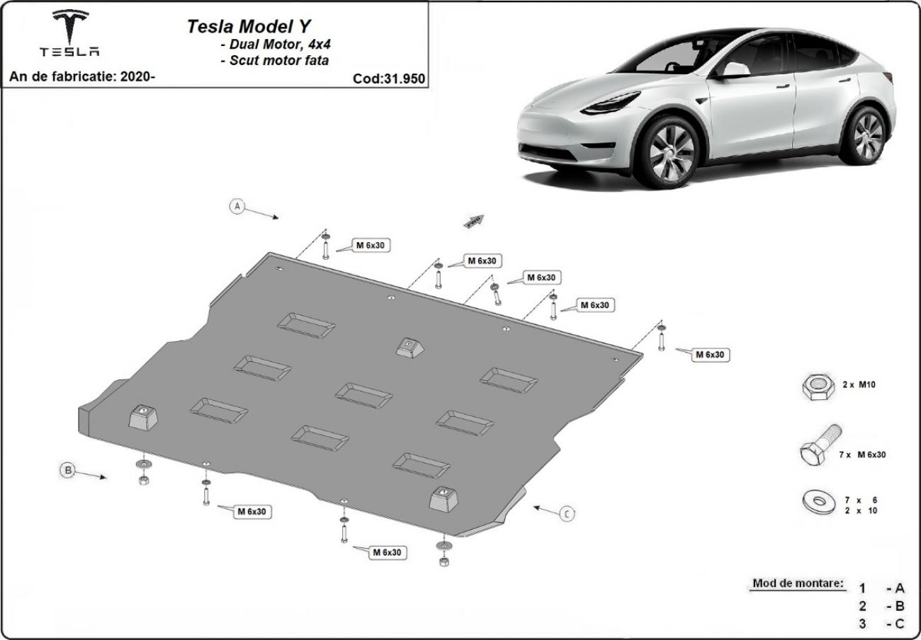 Front engine skid plate Tesla Model Y AWD - 2
