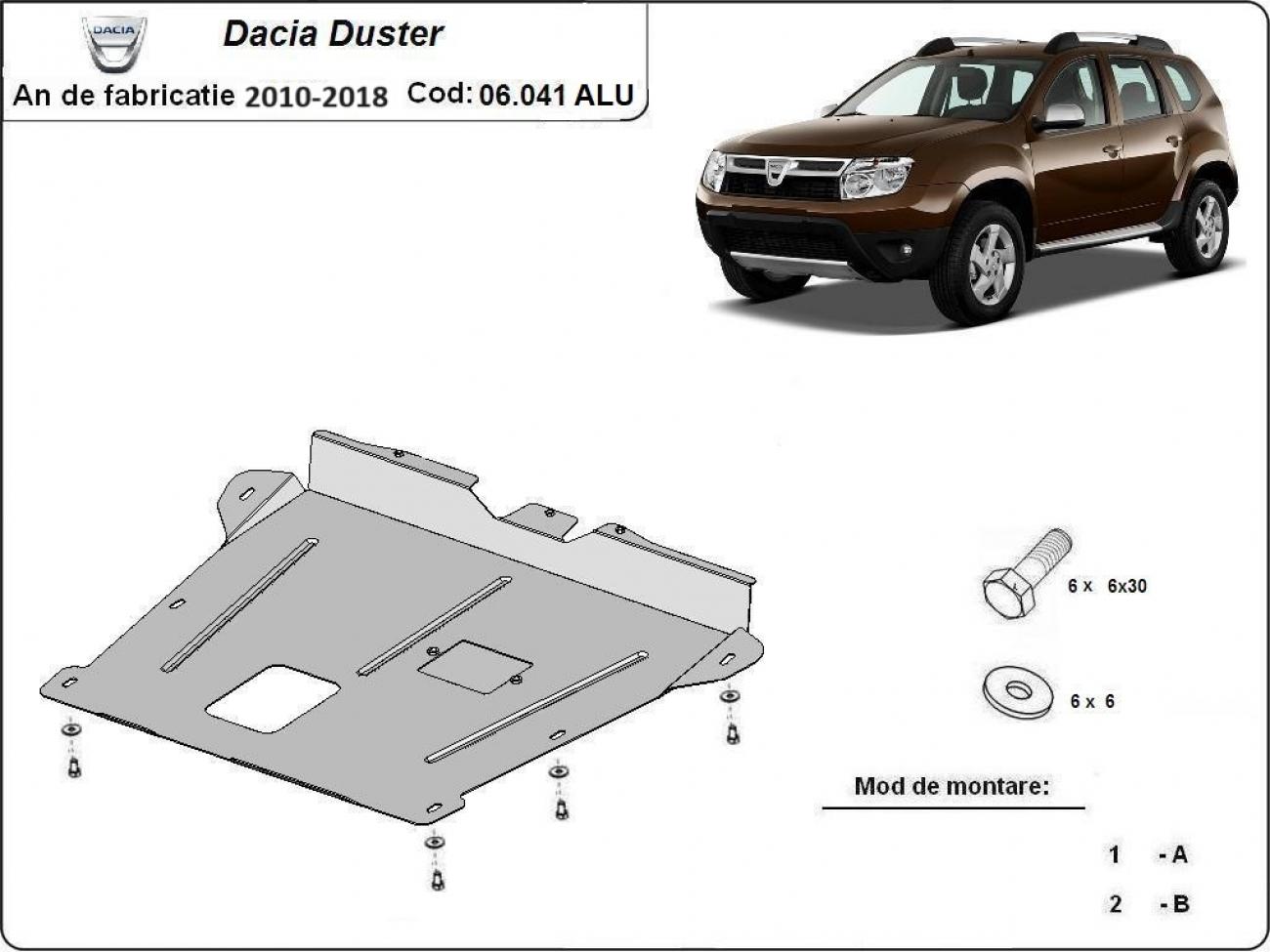 Aluminum engine skid plate Dacia Duster - 2