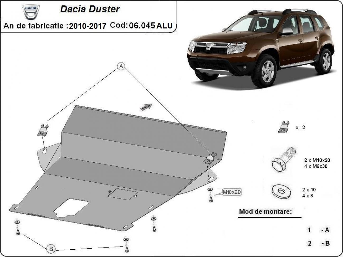 Aluminum engine skid plate Dacia Duster - 2