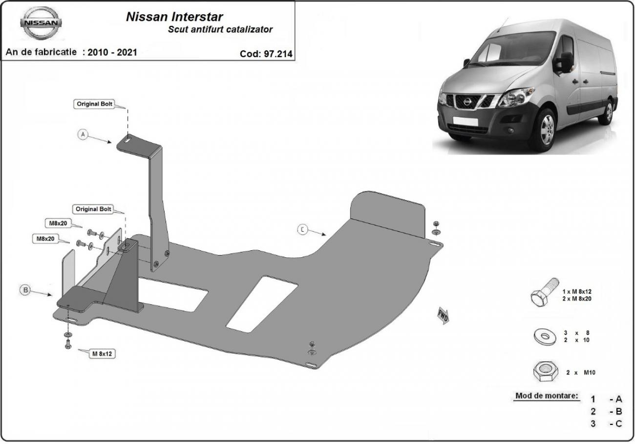 Catalyst skid plate Nissan Interstar - 2