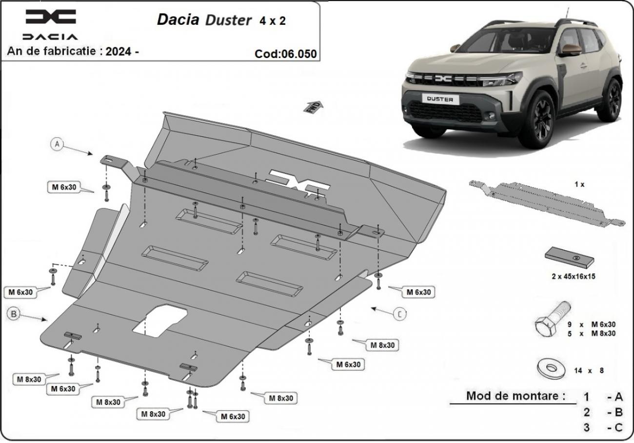 Engine skid plate Dacia Duster - 4x2 - 2