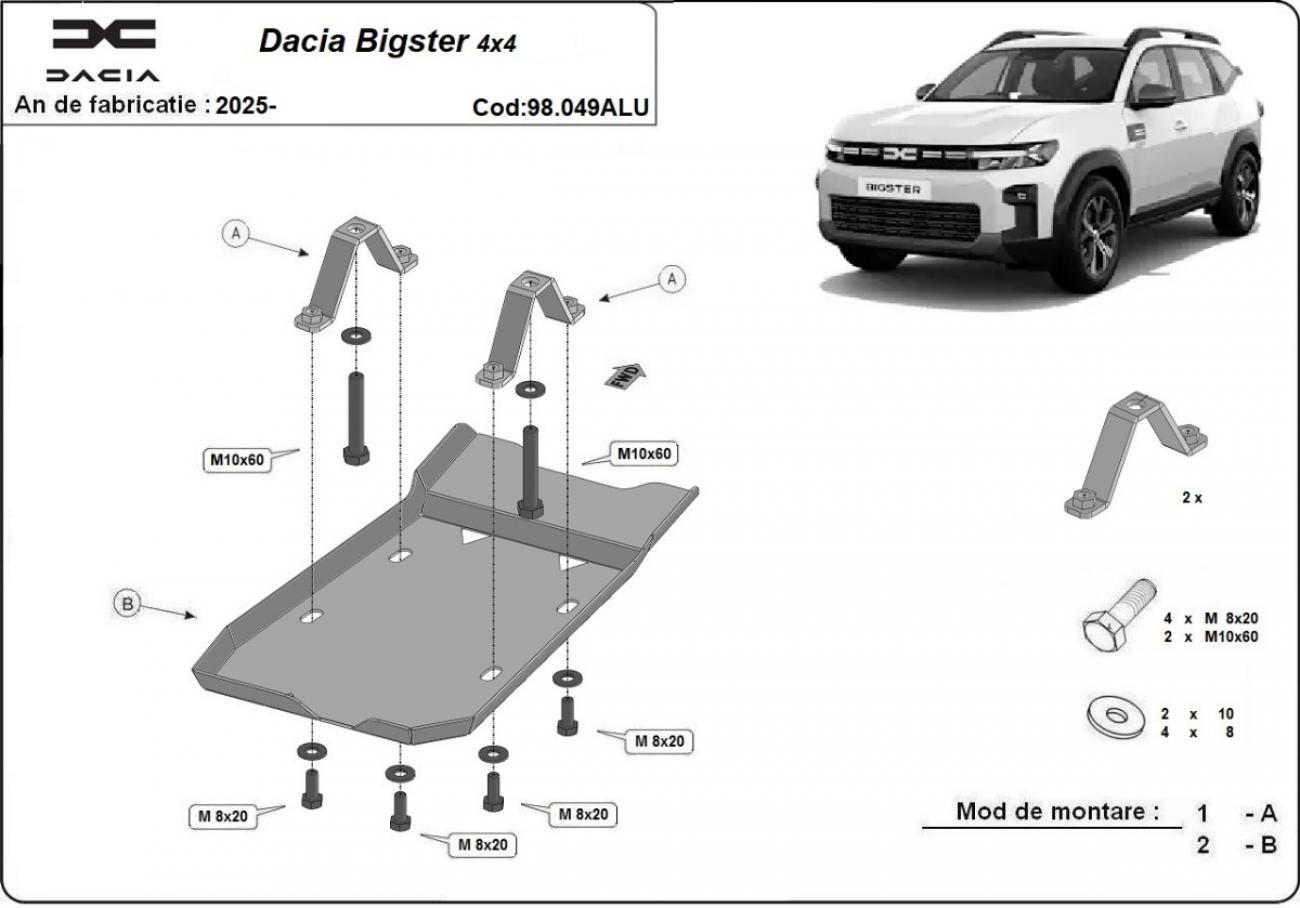 Aluminum differential skid plate Dacia Bigster 4x4 - 2