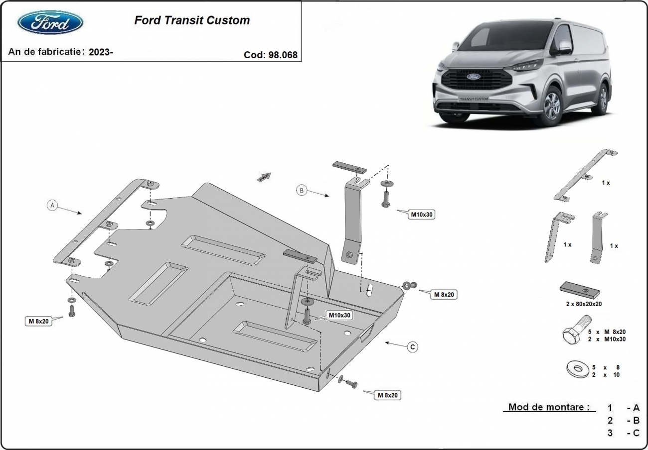 AdBlue tank skid plate Ford Transit Custom - 7