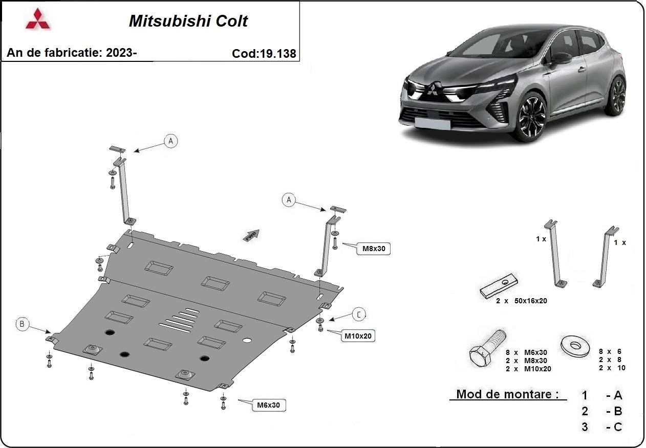 Engine skid plate Mitsubishi Colt - 2